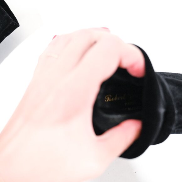 Robert Clergerie Size 6.5 Velvet Pull on Square Toe Block Heel Boots - Picture 8 of 9